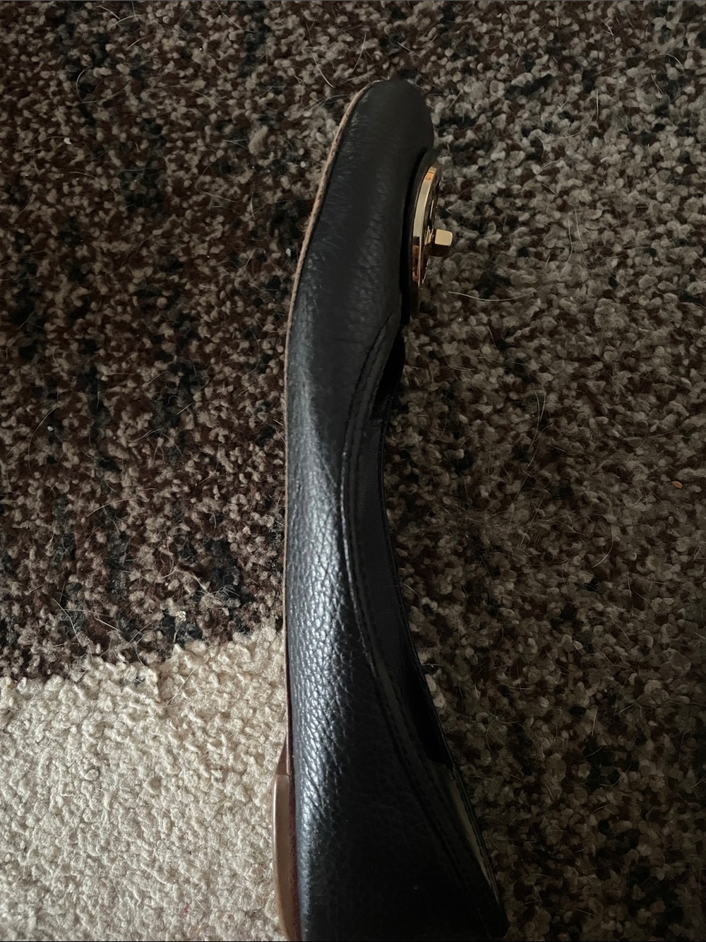 Women’s Tory Burch Black Leather Ballet Flats with Gold Hardware Size 11 - Picture 3 of 4